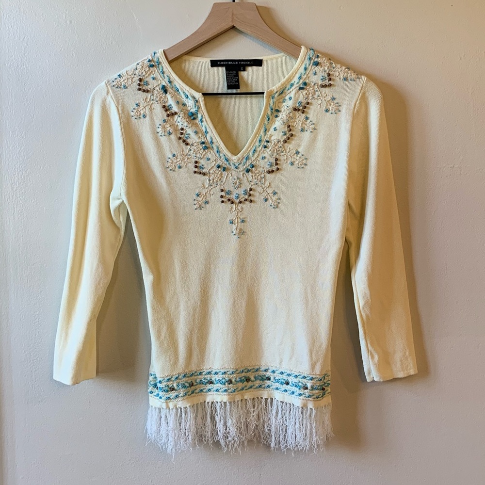 Beautiful Turquoise Beaded Top